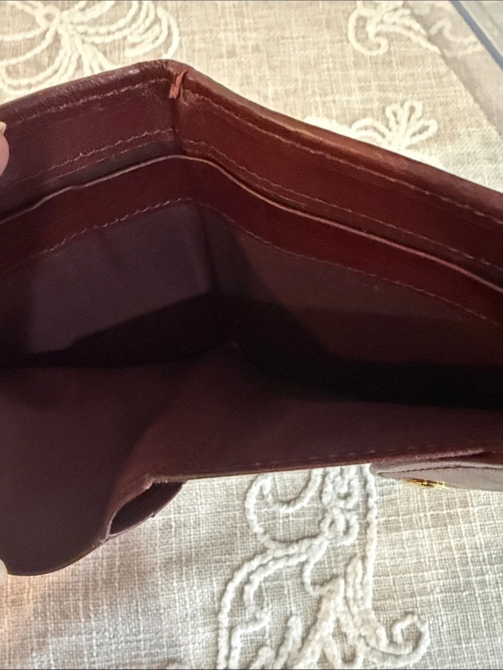 Etienna Aigner Vintage Brown/Burgundy Woven Soft Leather Bifold Wallet